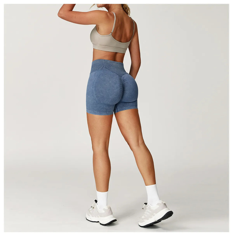 Ombreezy Seamless Stonewashed High-Waist Yoga Shorts