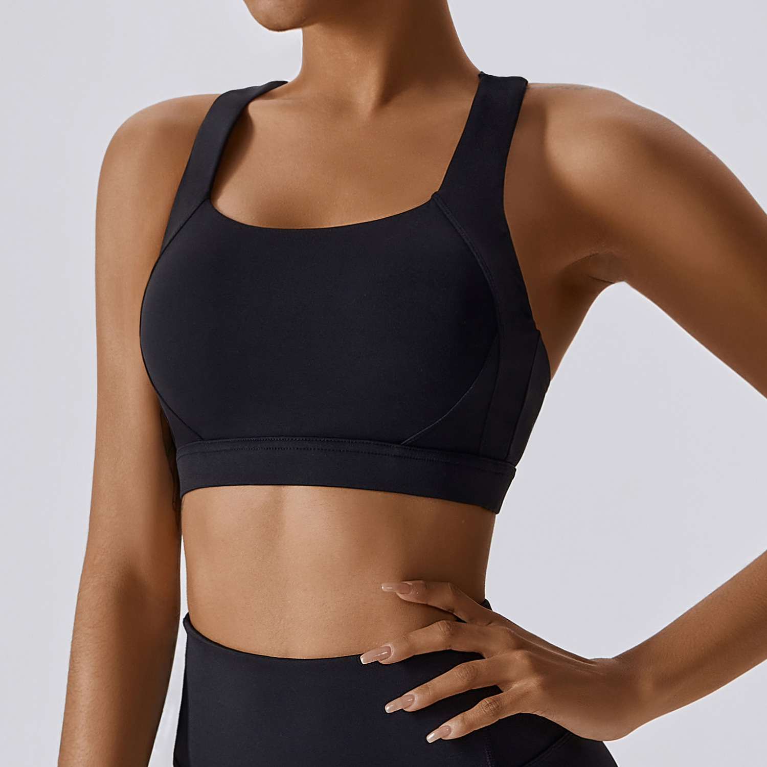 High-Neck Yoga Tank with Built-In Support