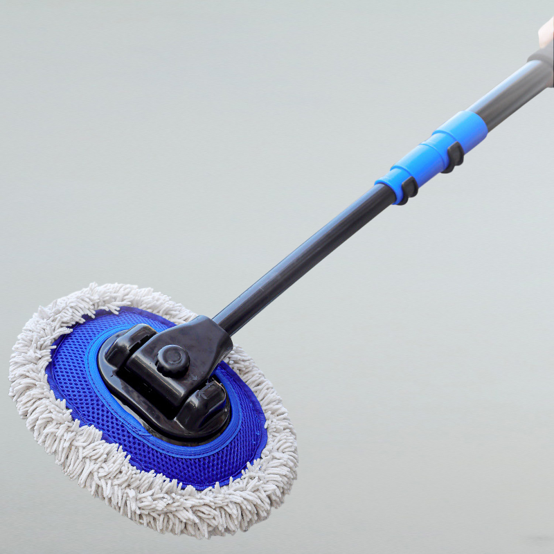 Soft bristle long handle retractable mop
