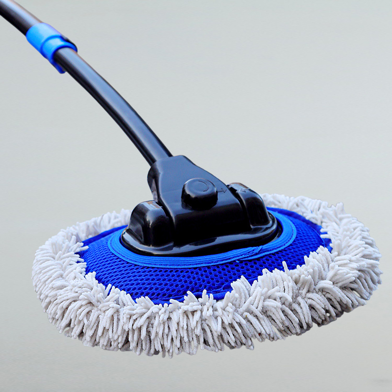 Soft bristle long handle retractable mop