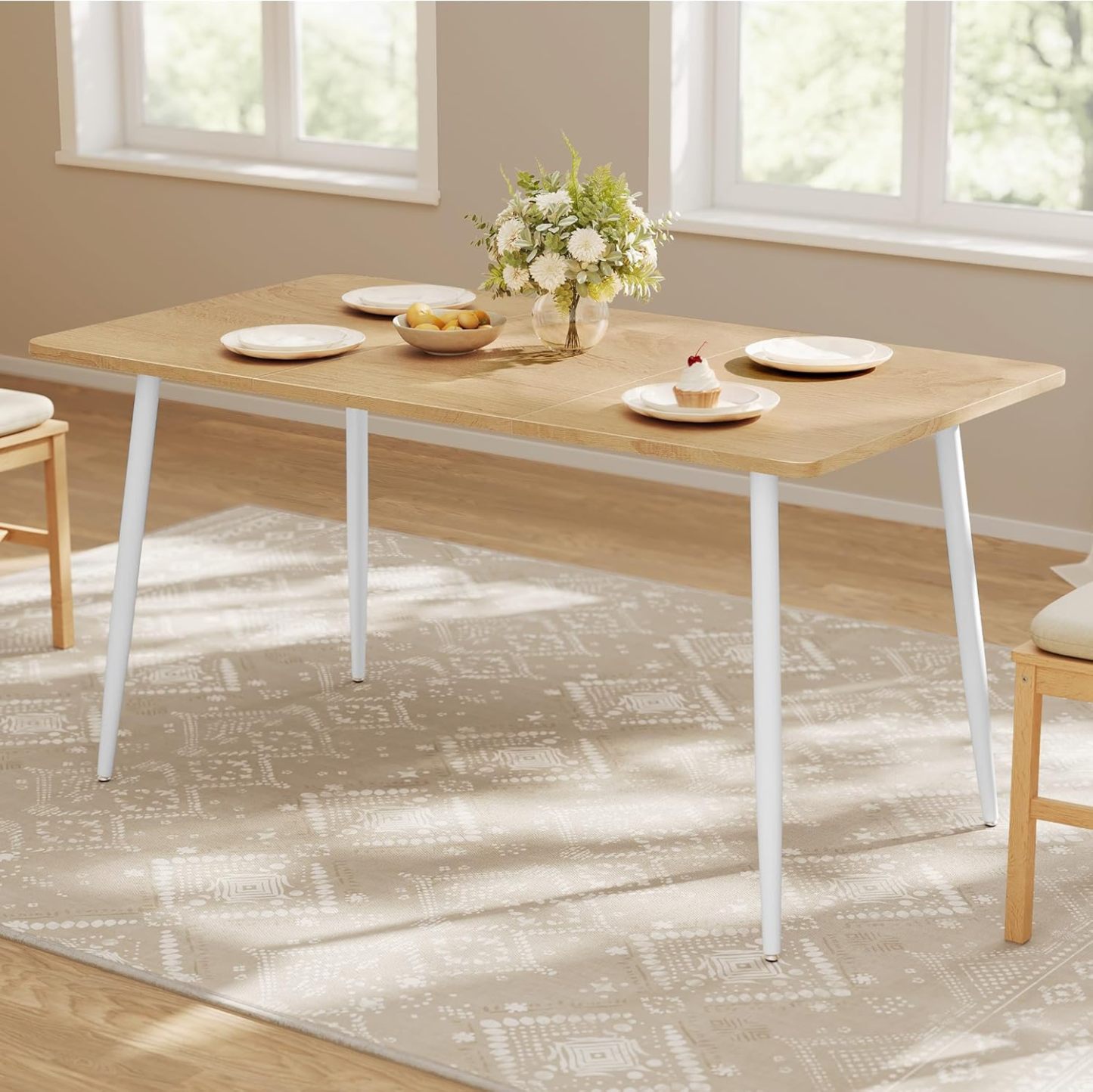 Fnaha Dining Table Dining Room Table for 4-6 People Modern Farmhouse