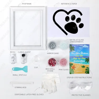 Pink Love Paw Print Sea Glass Art Kit
