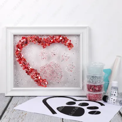 Pink Love Paw Print Sea Glass Art Kit