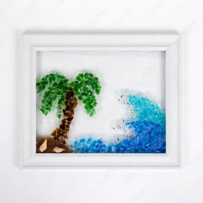 Palm Tree Ocean Waves Sea Glass Art Kit
