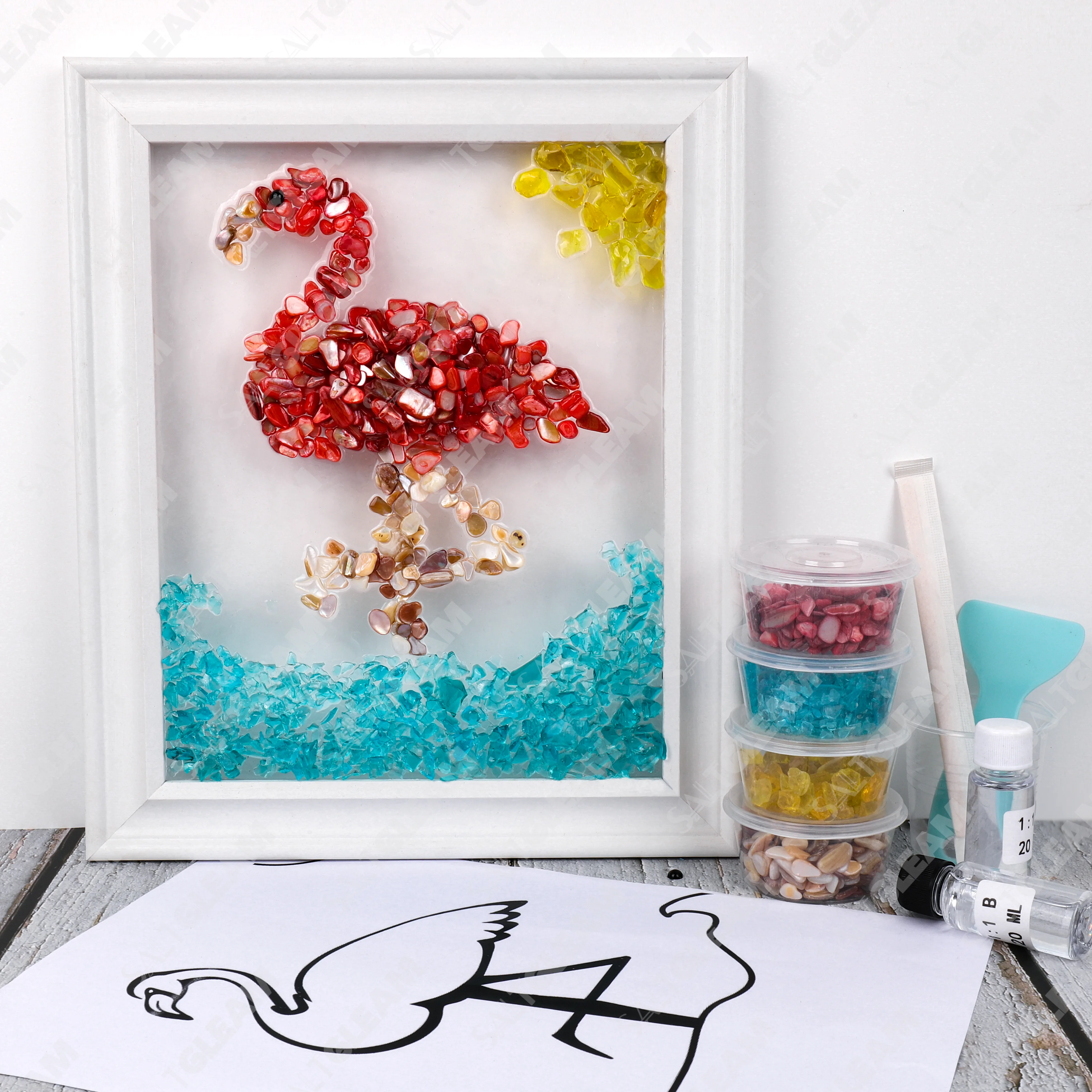Flamingo Sea Glass Art Kit