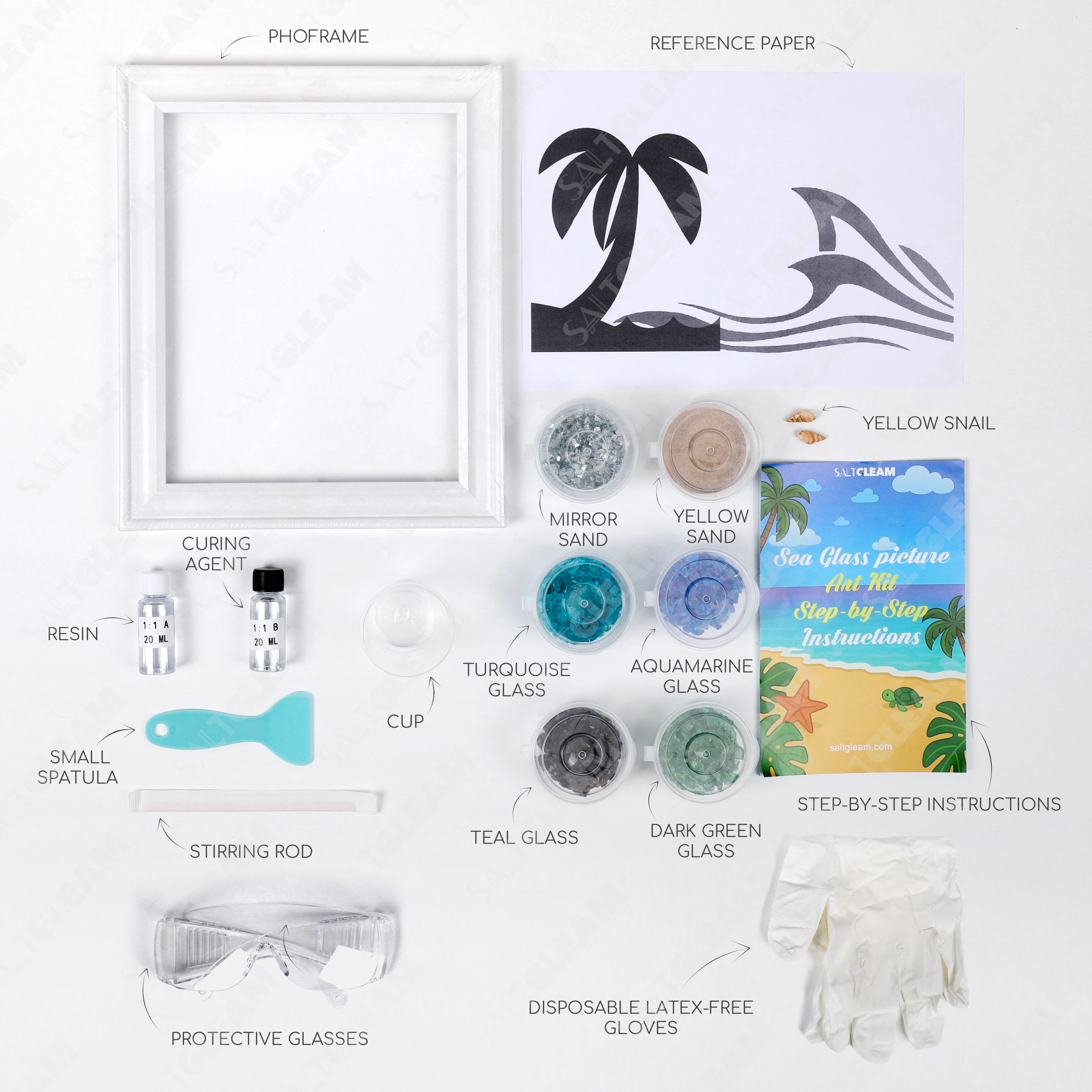 Palm Tree Ocean Waves Sea Glass Art Kit