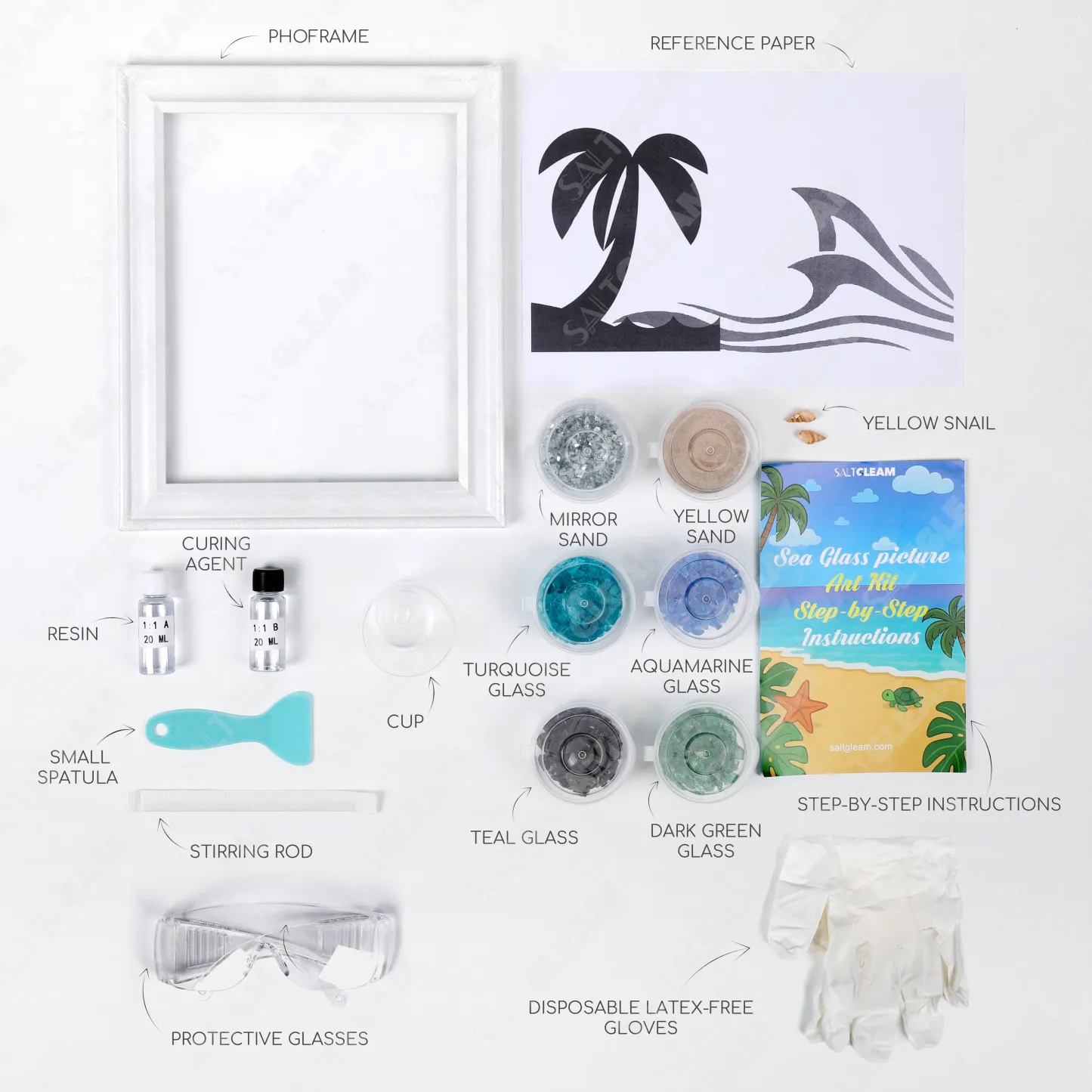 Palm Tree Ocean Waves Sea Glass Art Kit