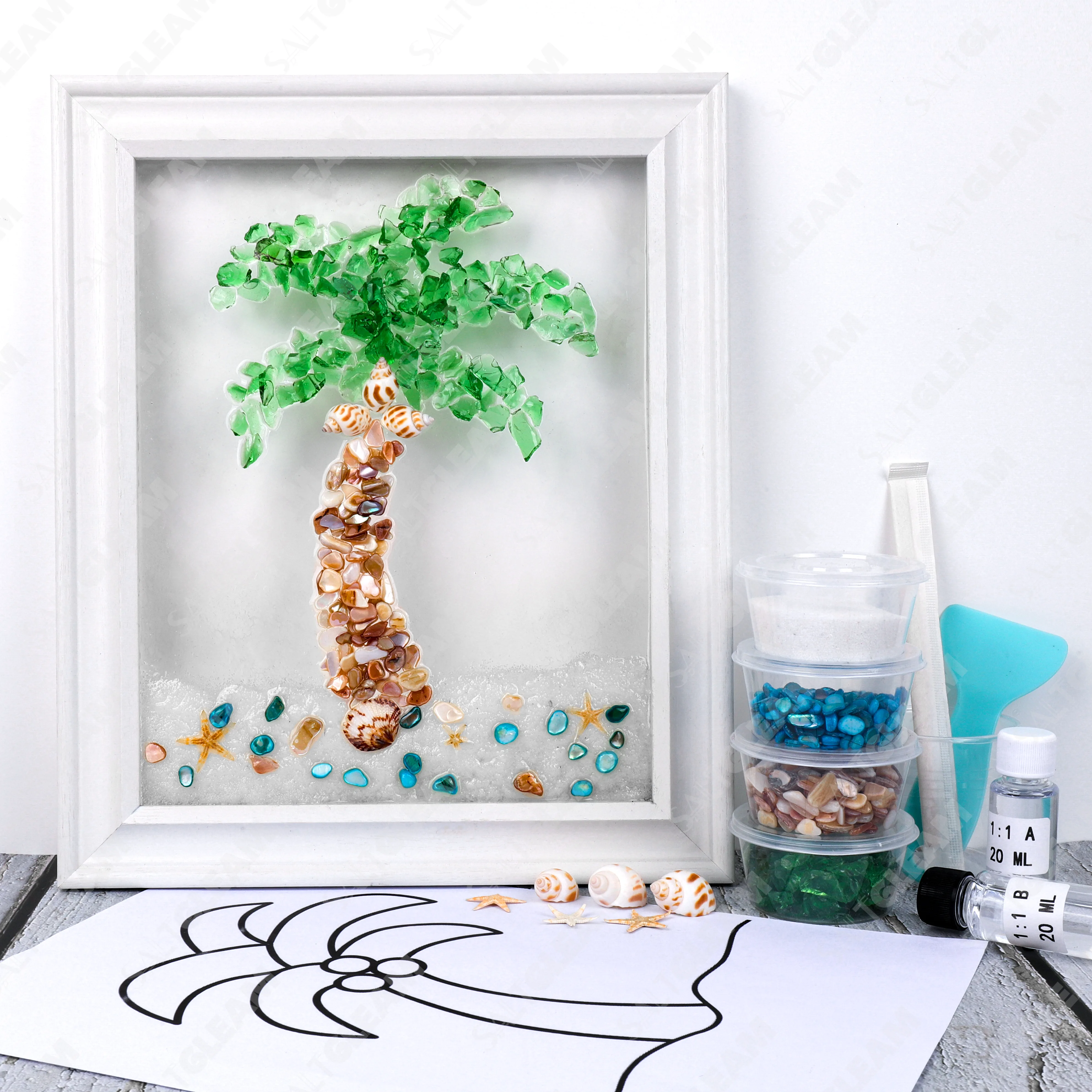 Palm Tree Sea Glass Art Kit