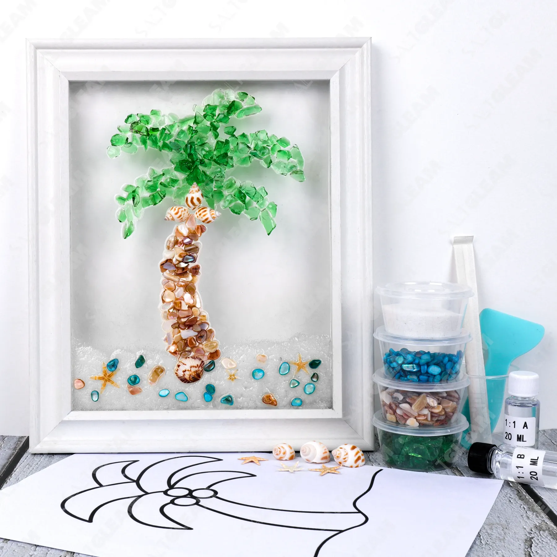 Palm Tree Sea Glass Art Kit
