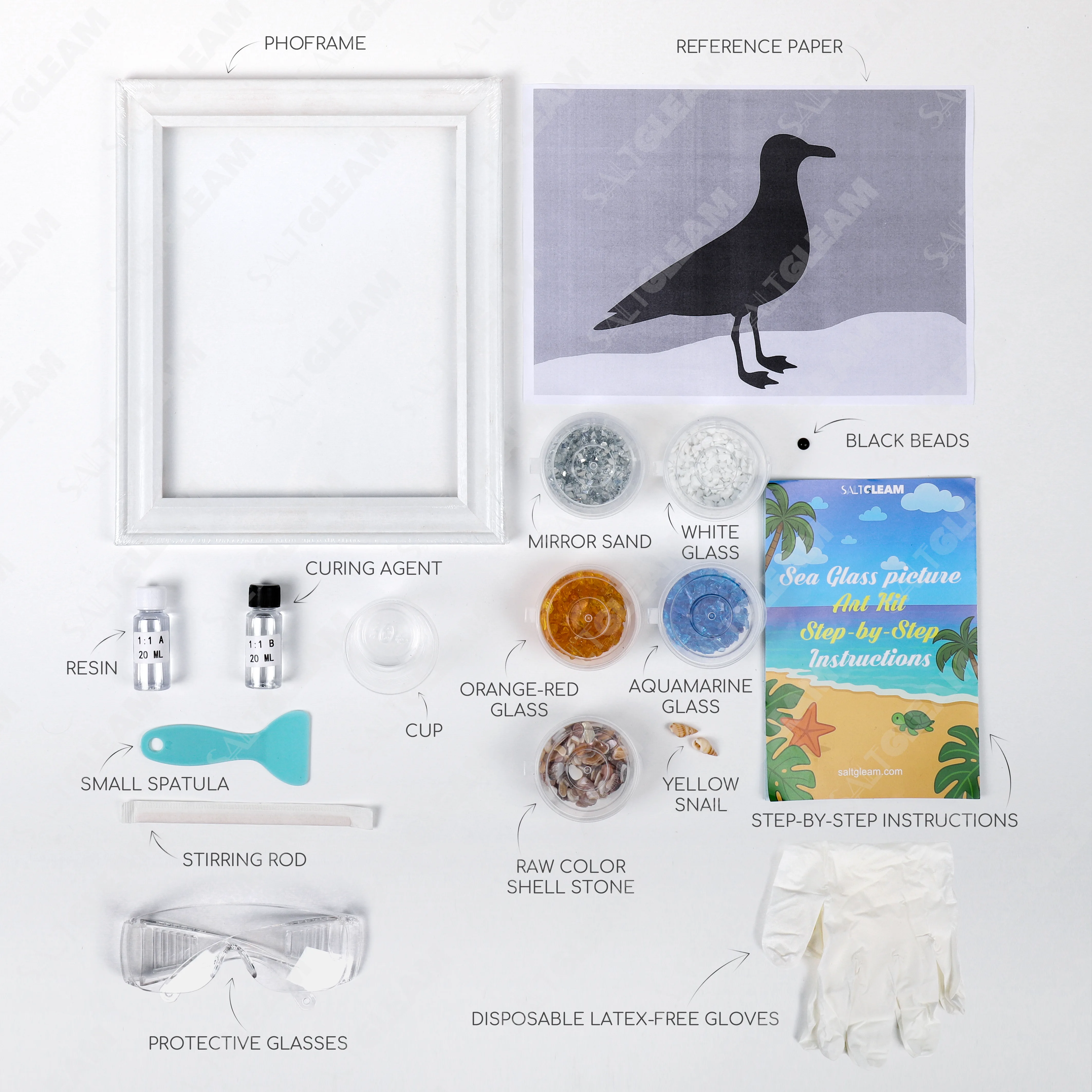 White Dove Sea Glass Art Kit
