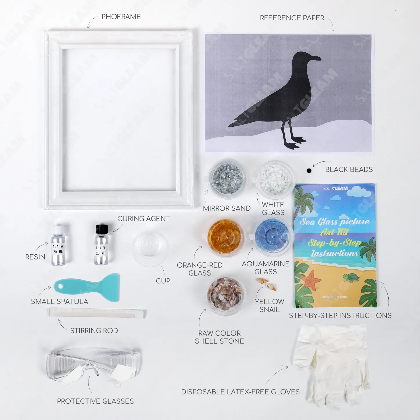White Dove Sea Glass Art Kit