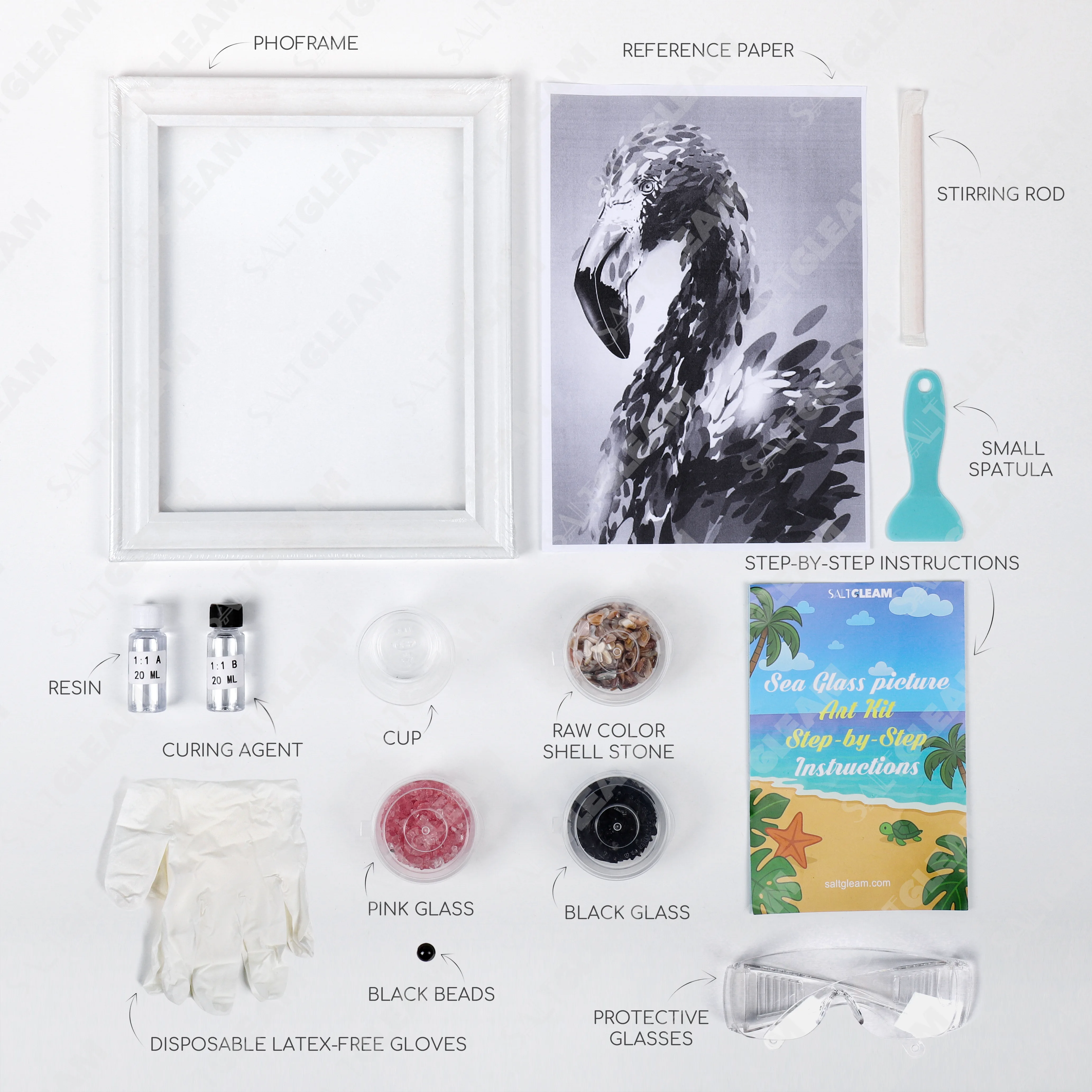 Pink Flamingo Sea Glass Art Kit