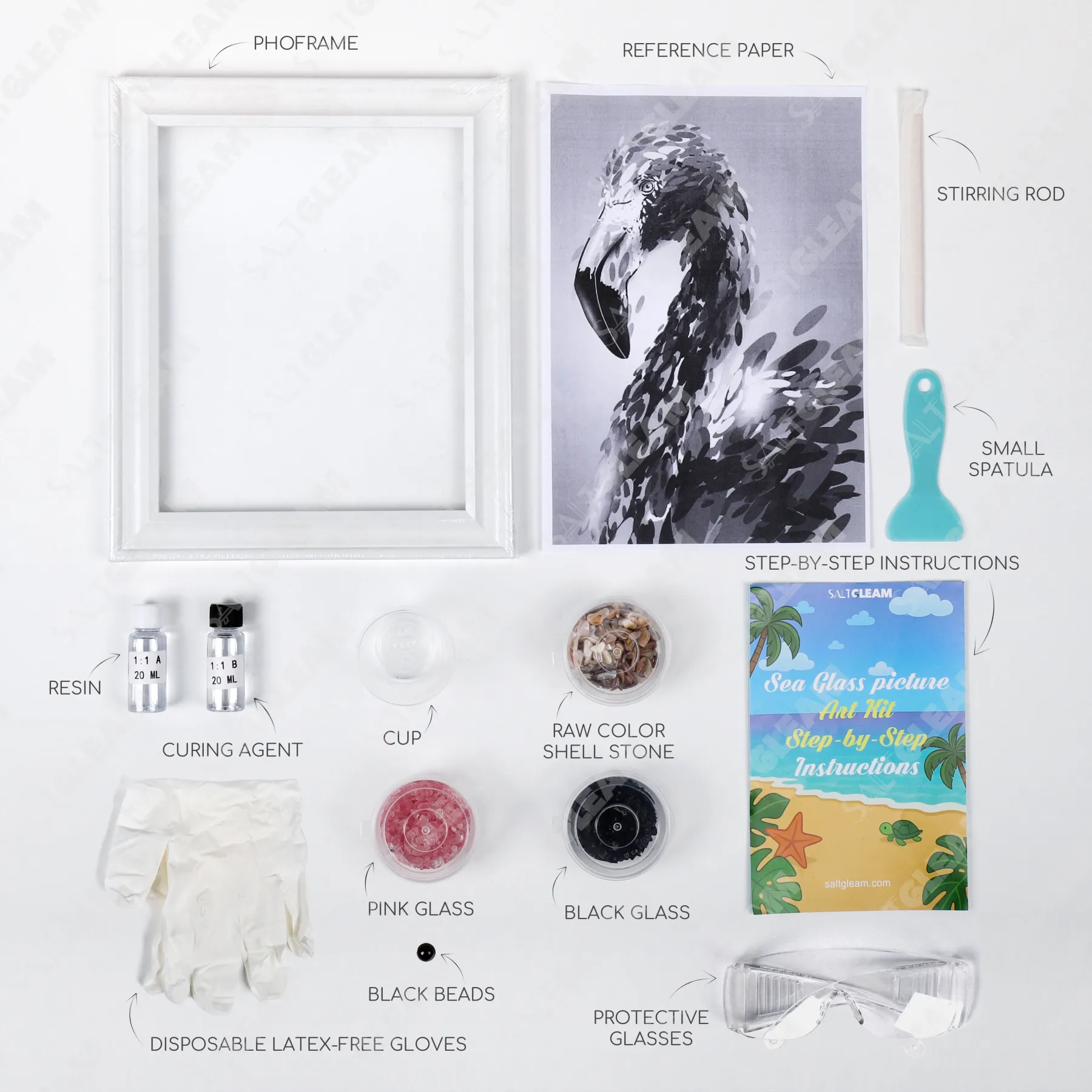 Pink Flamingo Sea Glass Art Kit