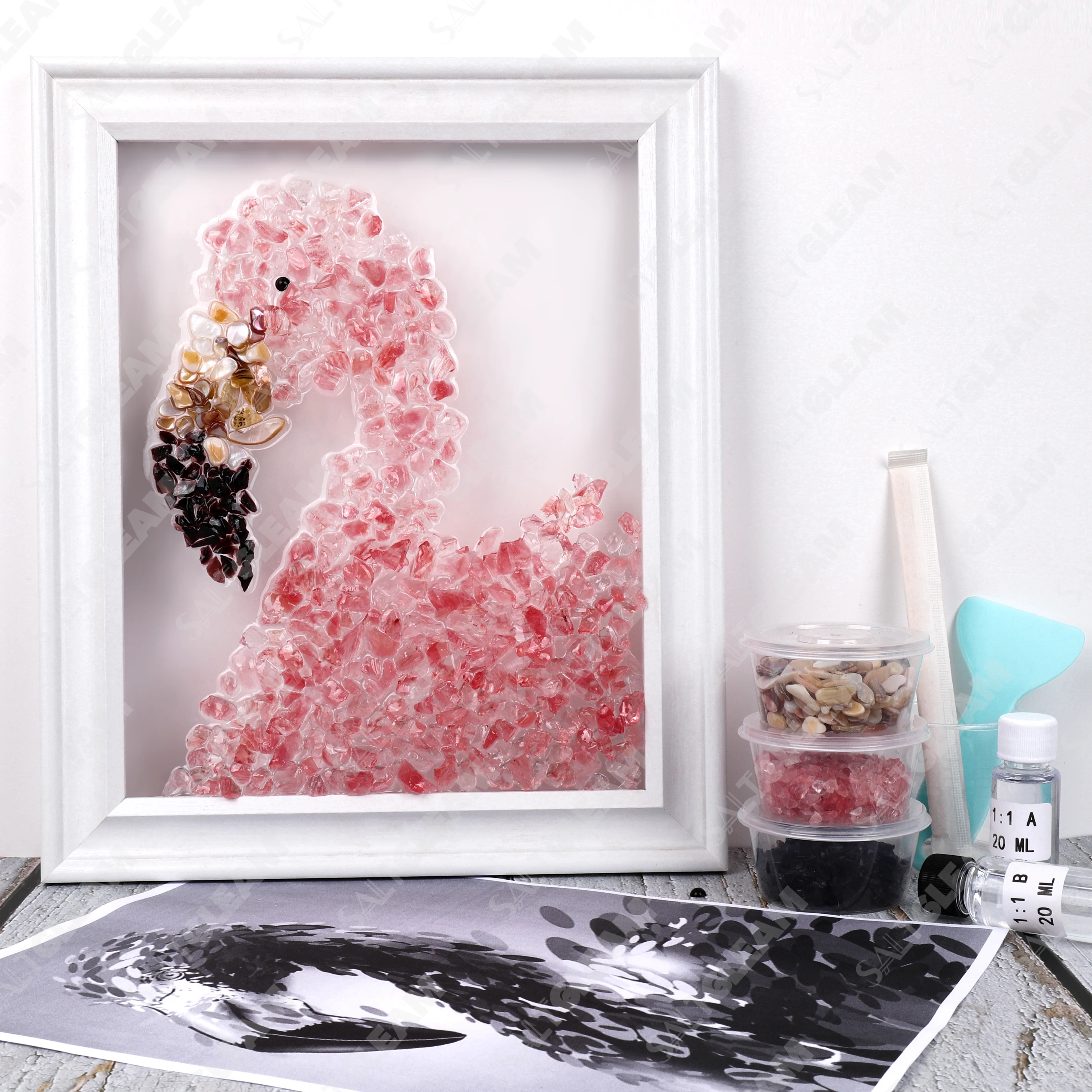 Pink Flamingo Sea Glass Art Kit