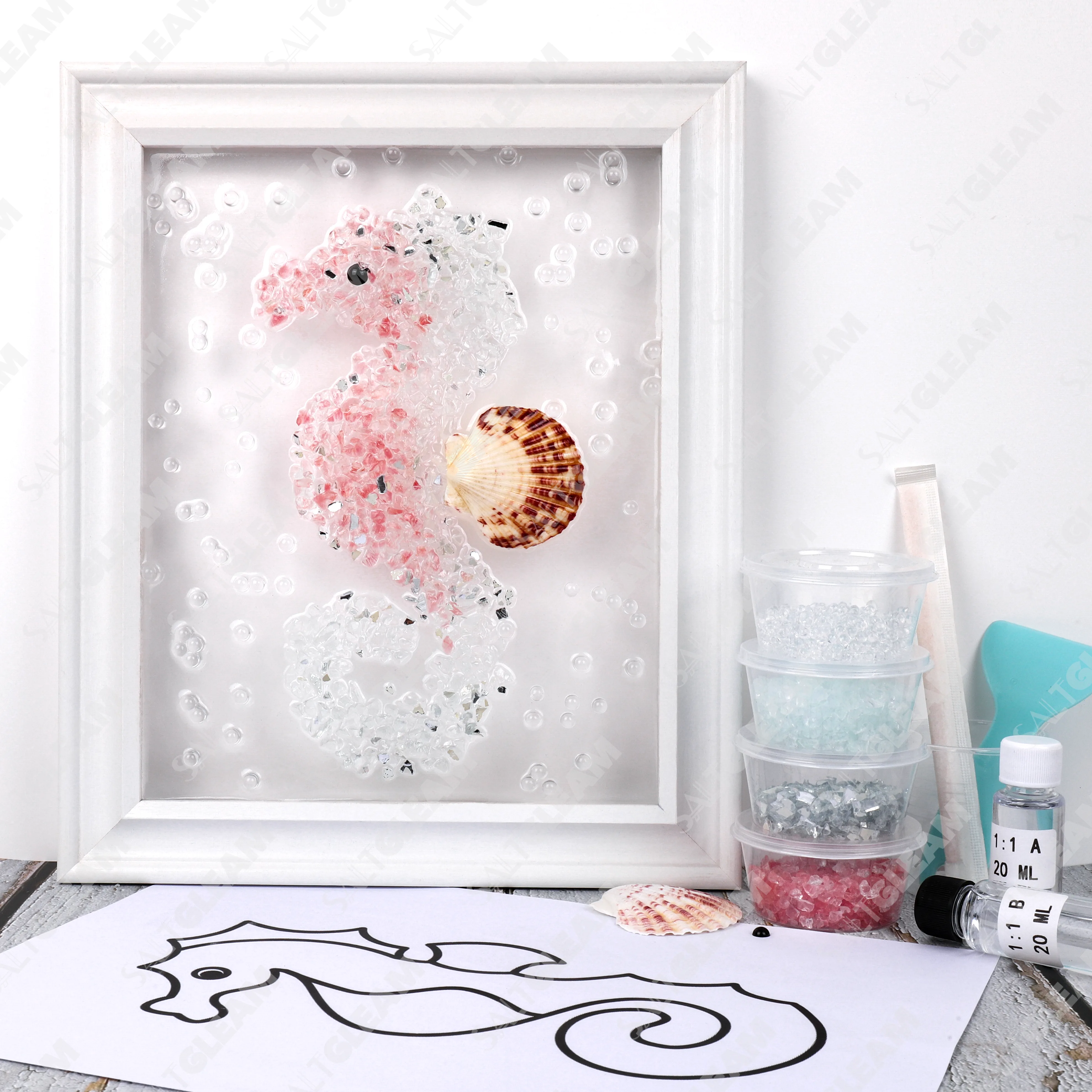 Pink Seahorse Sea Glass Art Kit