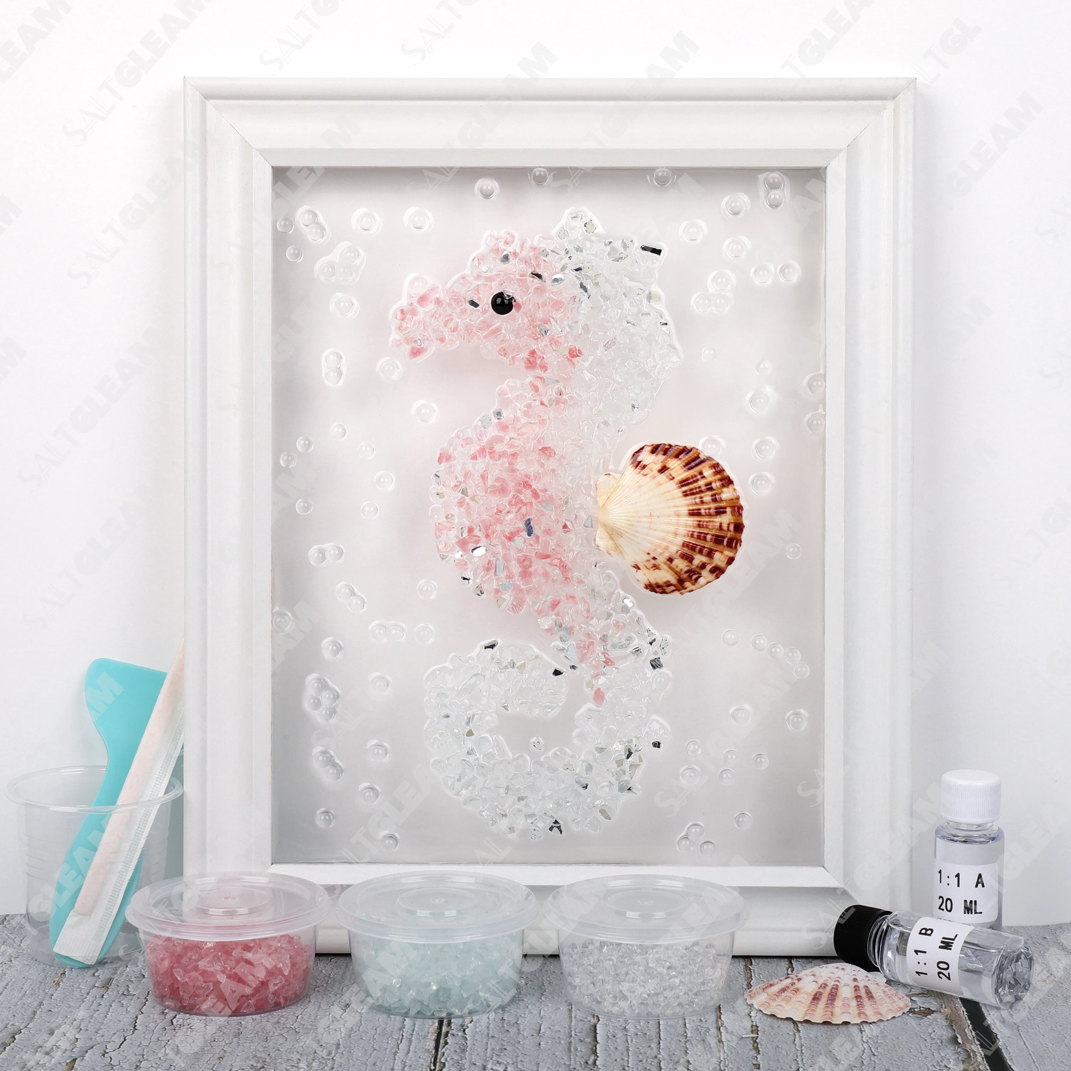 Pink Seahorse Sea Glass Art Kit