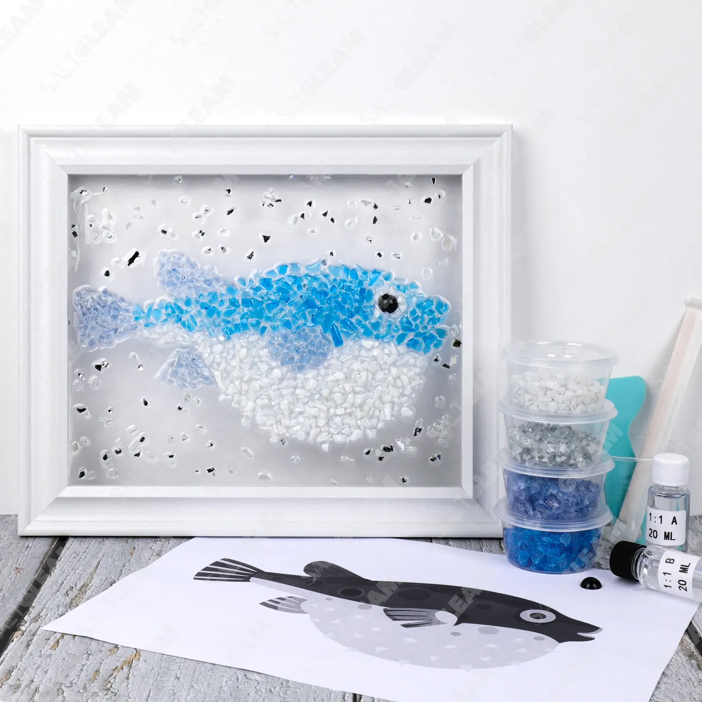 Pufferfish Sea Glass Art Kit