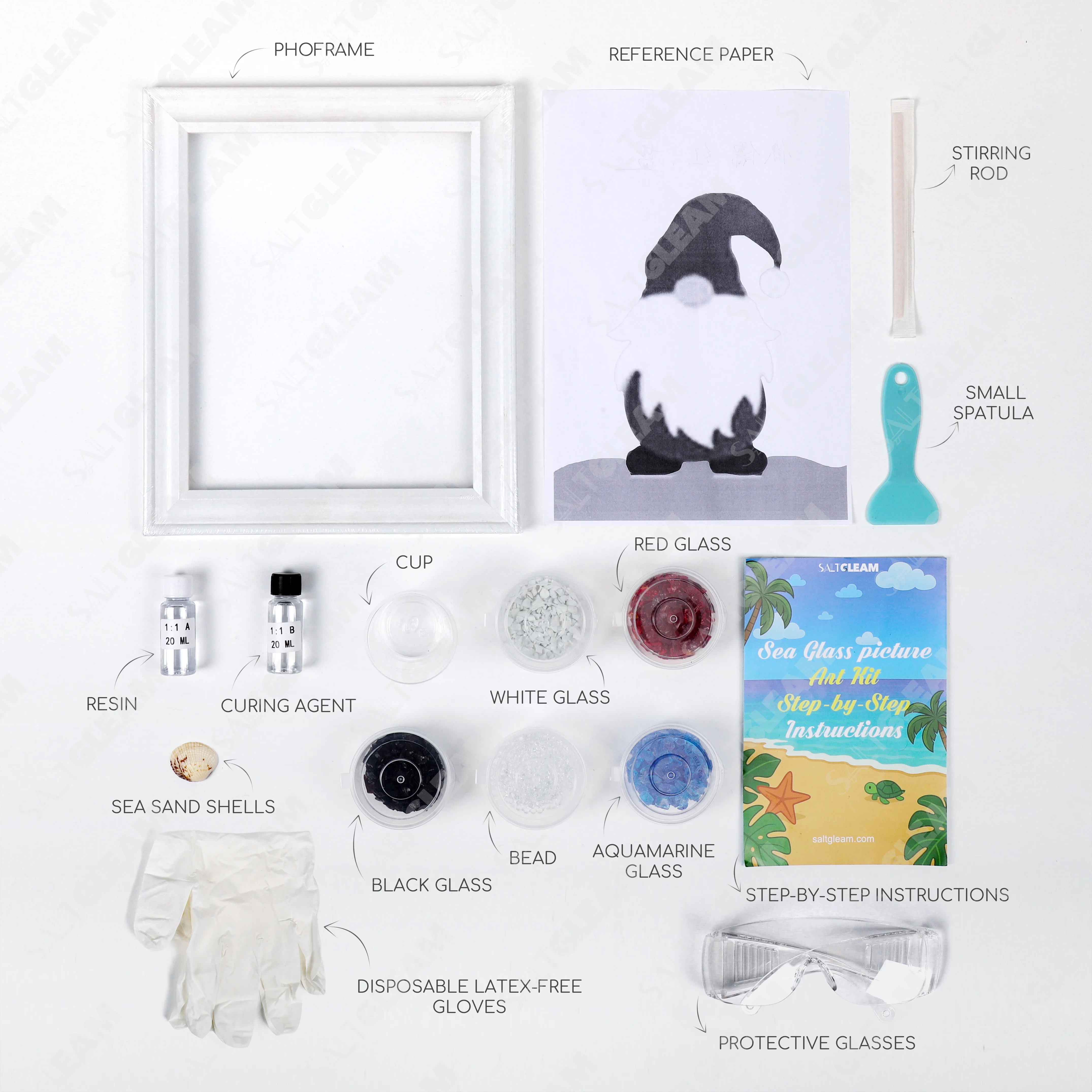 Red Gnome Sea Glass Art Kit