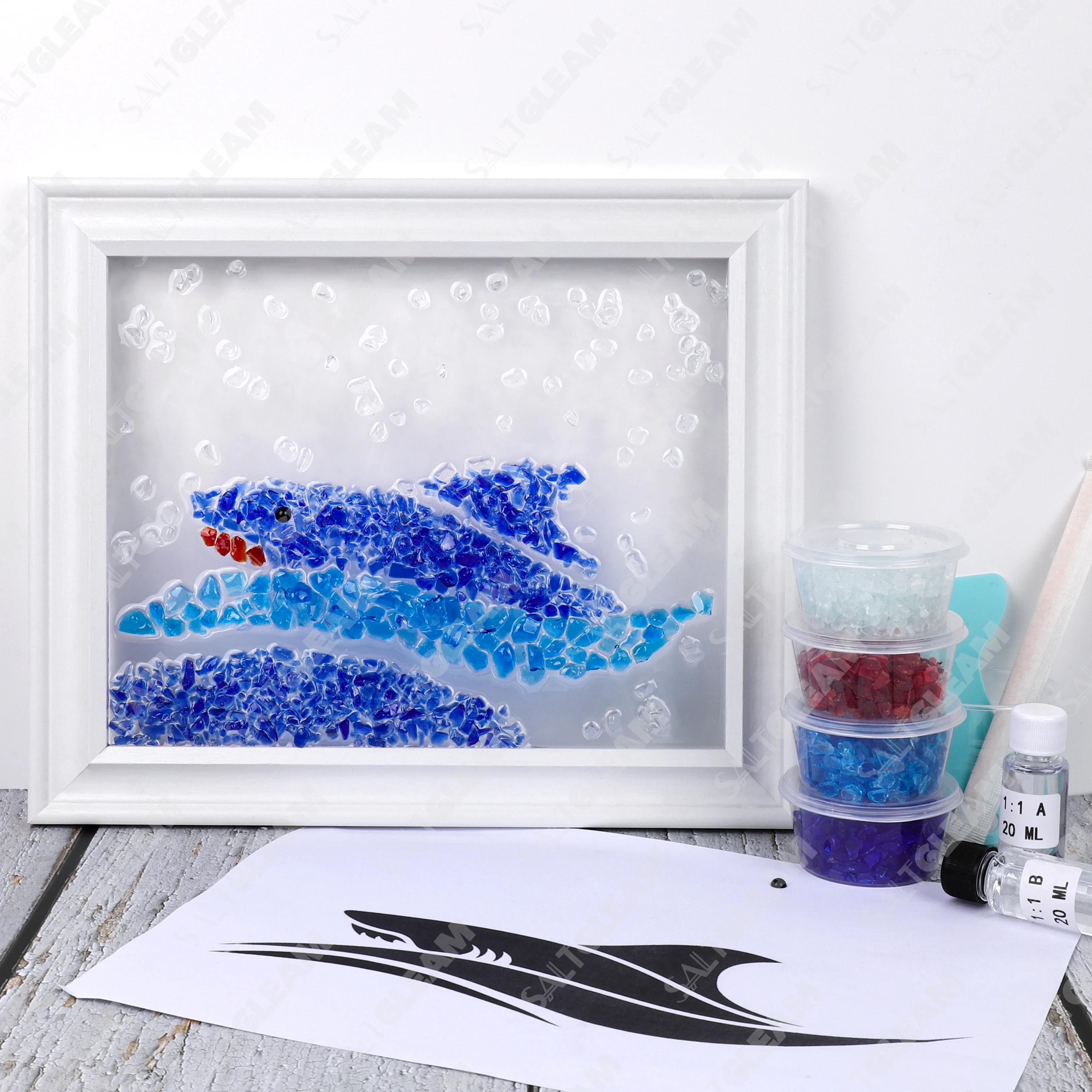 Shark Sea Glass Art Kit