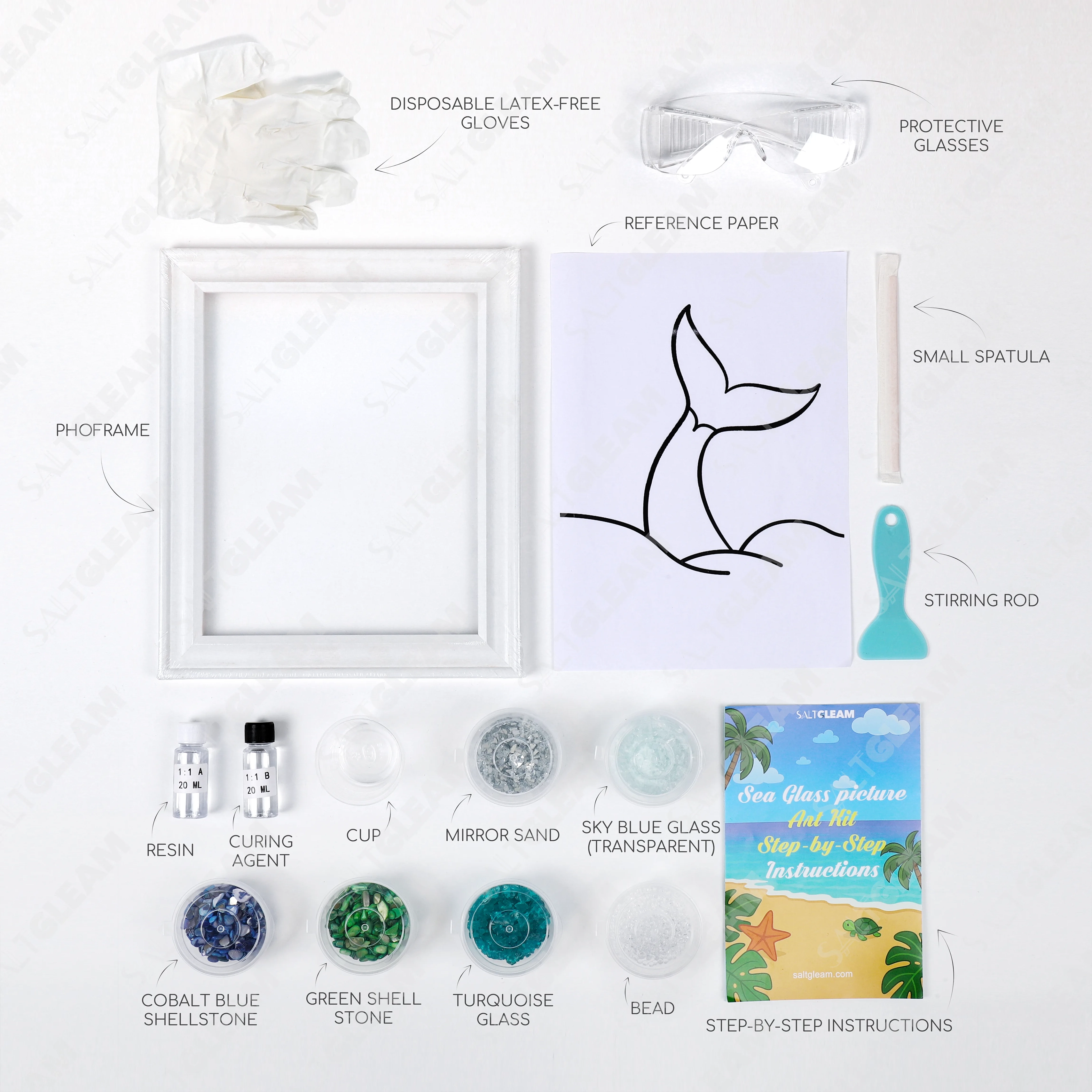 Whale Tail Sea Glass Art Kit