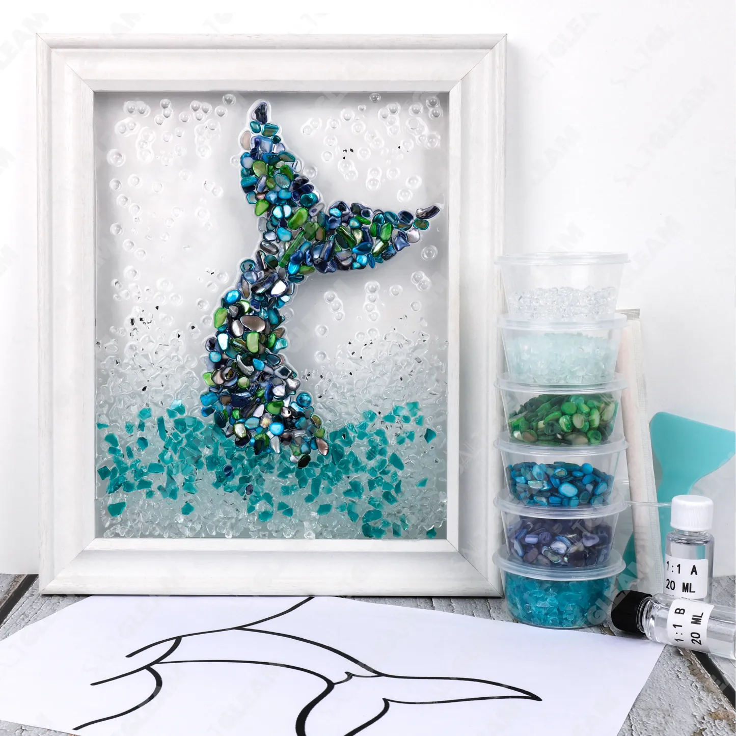 Whale Tail Sea Glass Art Kit