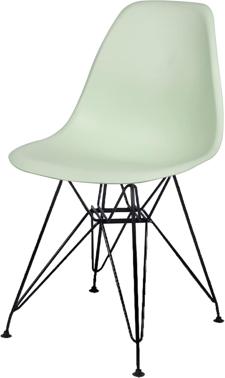 Contemporary Armless Dining Chair with Black Metal Legs Set of 4