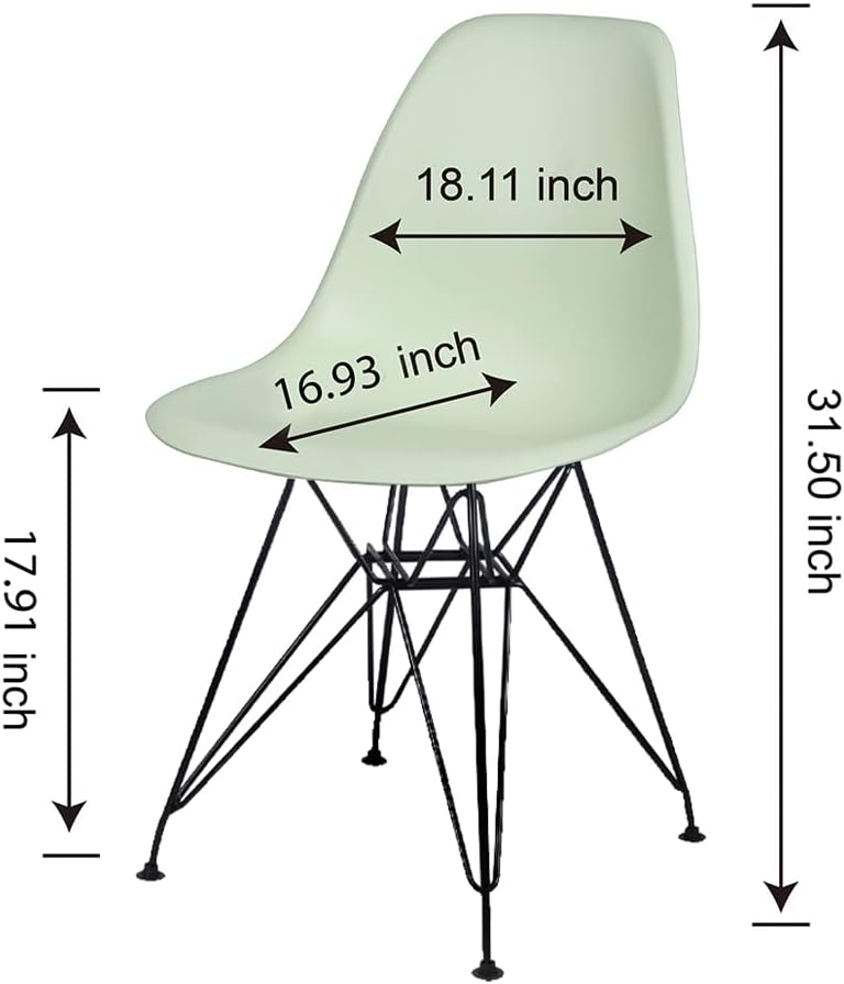 Contemporary Armless Dining Chair with Black Metal Legs Set of 4