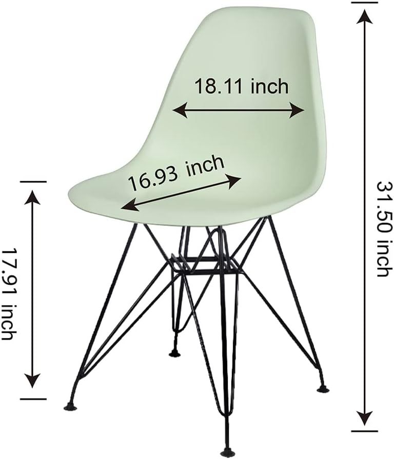 Contemporary Armless Dining Chair with Black Metal Legs Set of 4