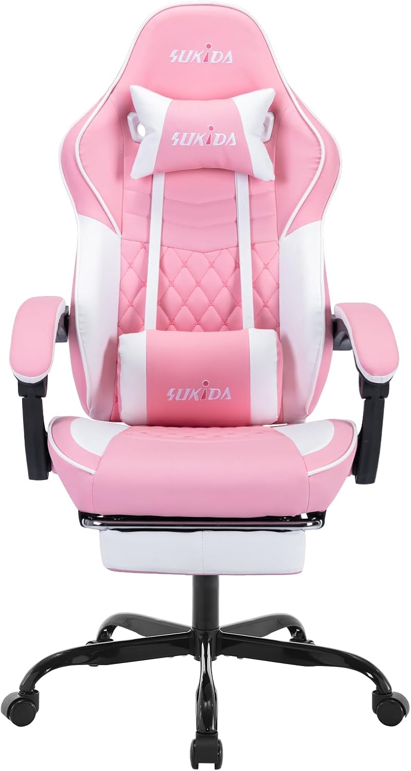 Video Chairs Gaming Chair Adults Massage Swivel Height Adjustable Headrest