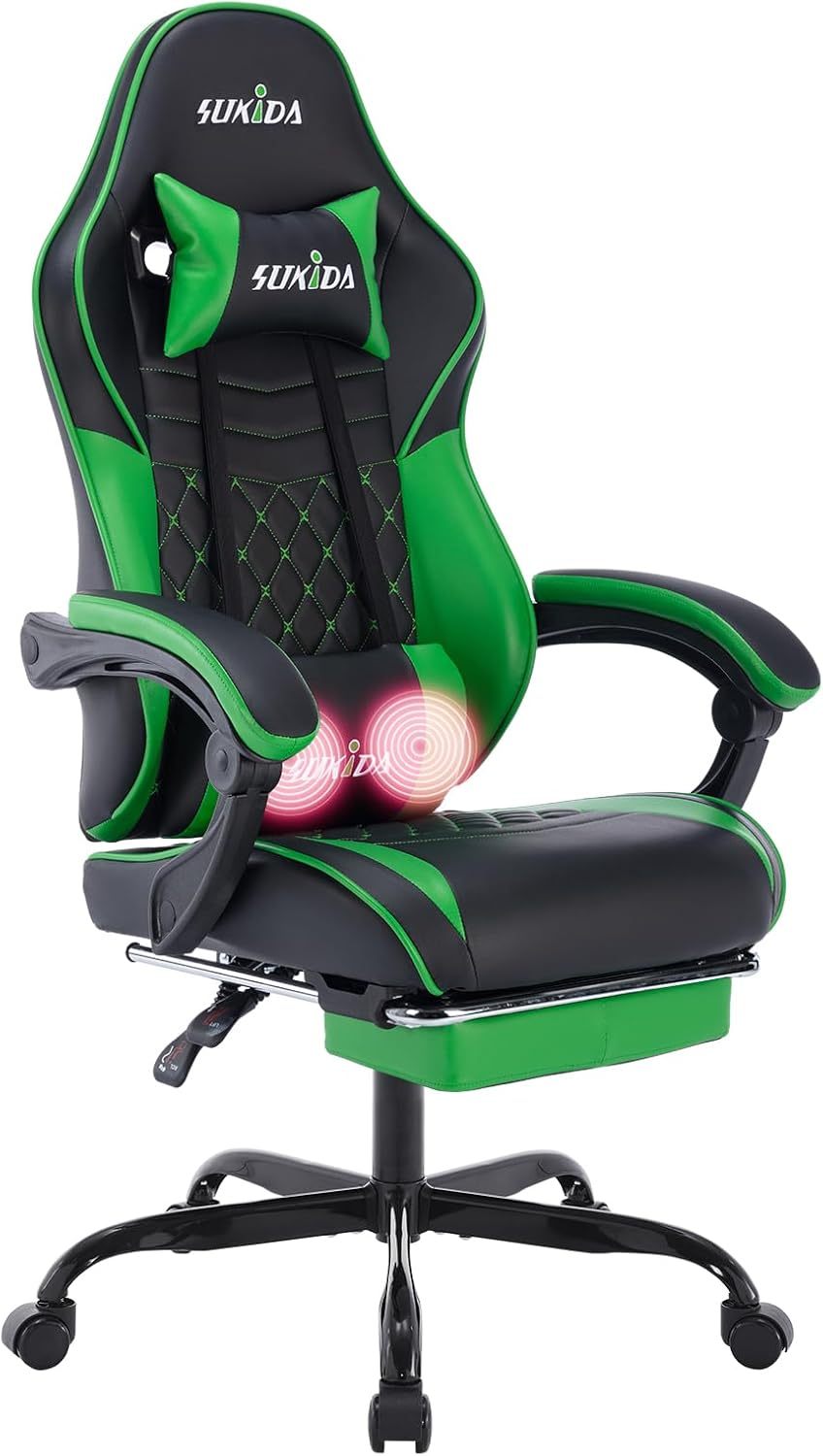 Video Chairs Gaming Chair Adults Massage Swivel Height Adjustable Headrest