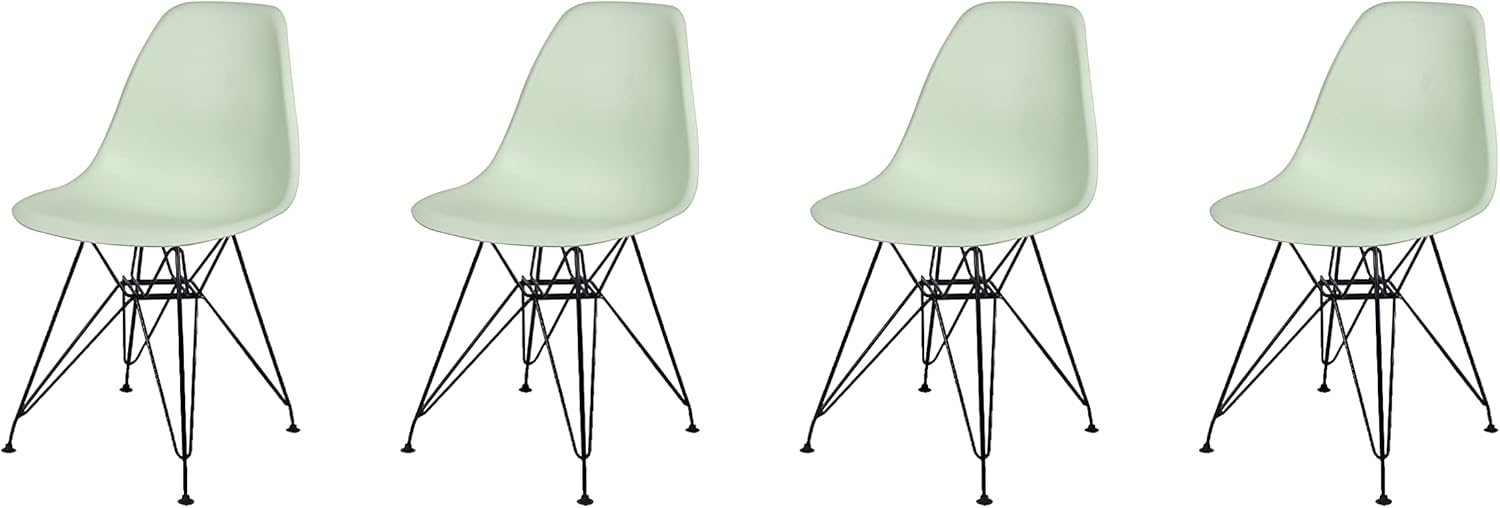 Contemporary Armless Dining Chair with Black Metal Legs Set of 4