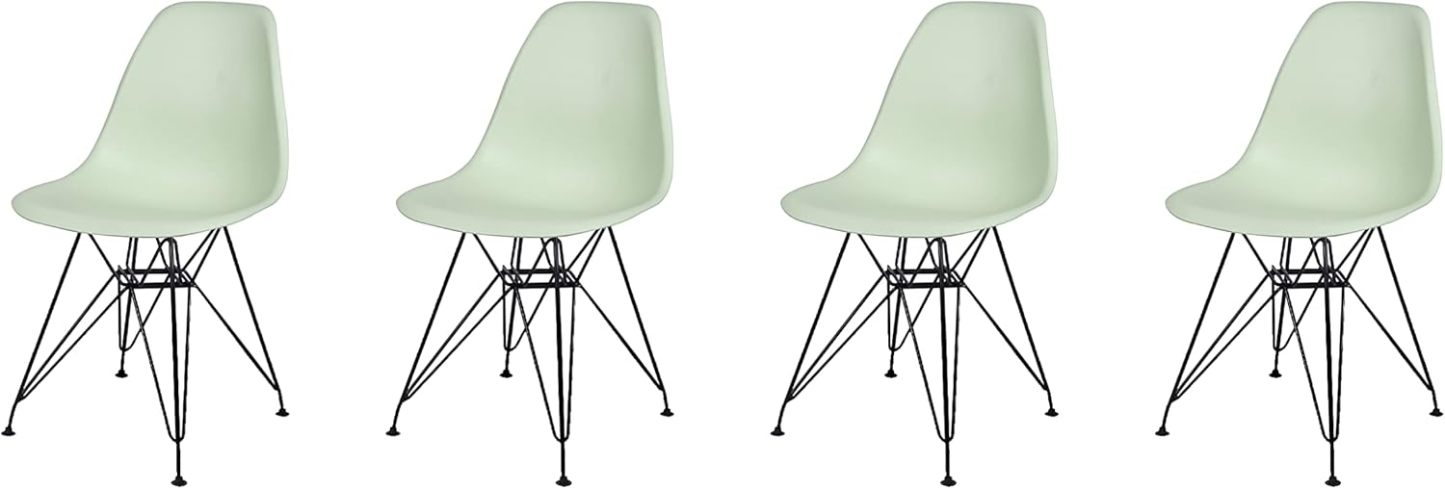 Contemporary Armless Dining Chair with Black Metal Legs Set of 4