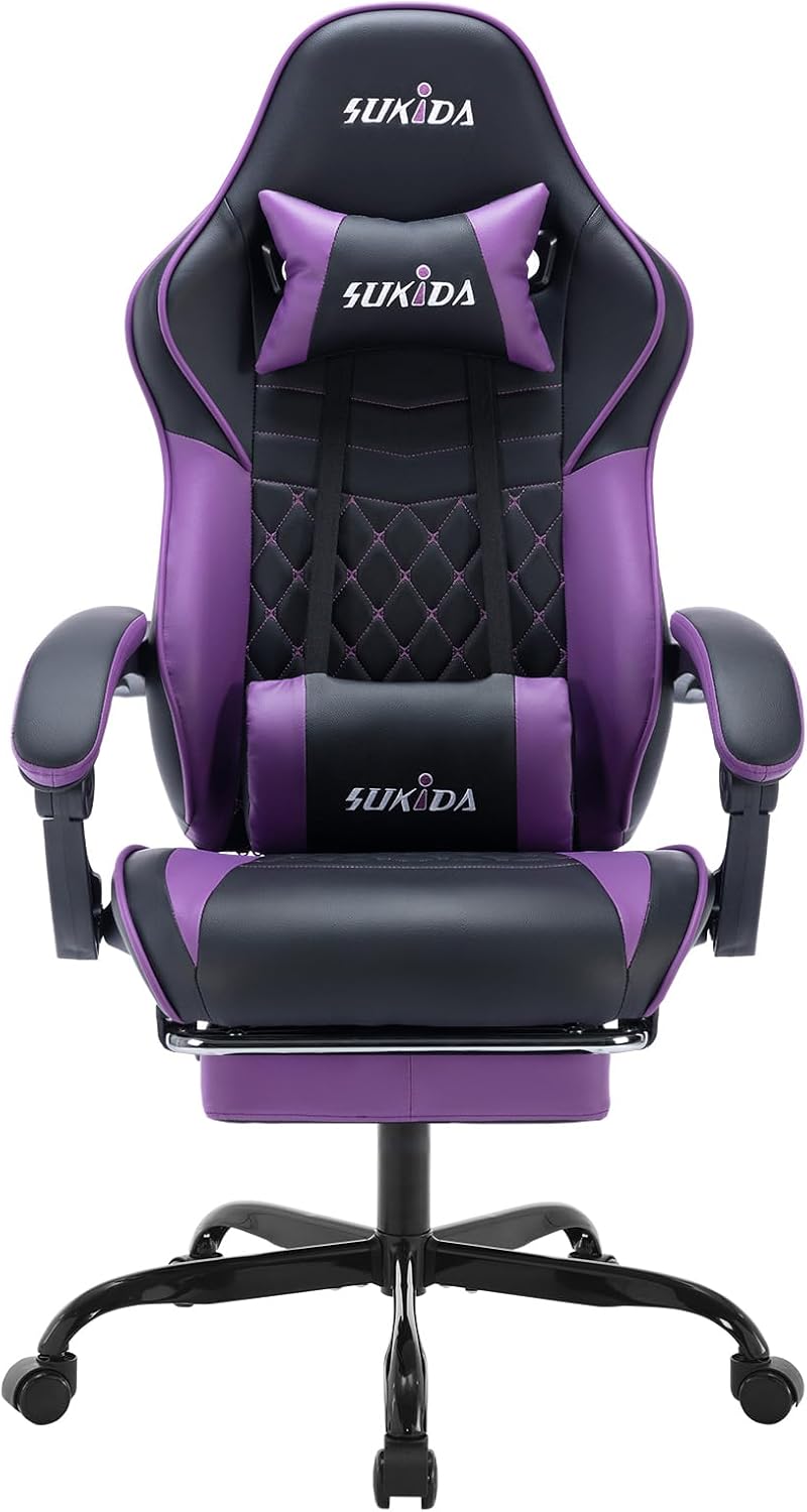 Video Chairs Gaming Chair Adults Massage Swivel Height Adjustable Headrest
