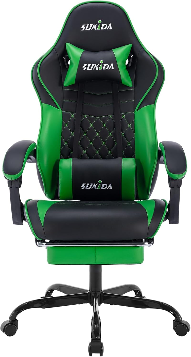 Video Chairs Gaming Chair Adults Massage Swivel Height Adjustable Headrest