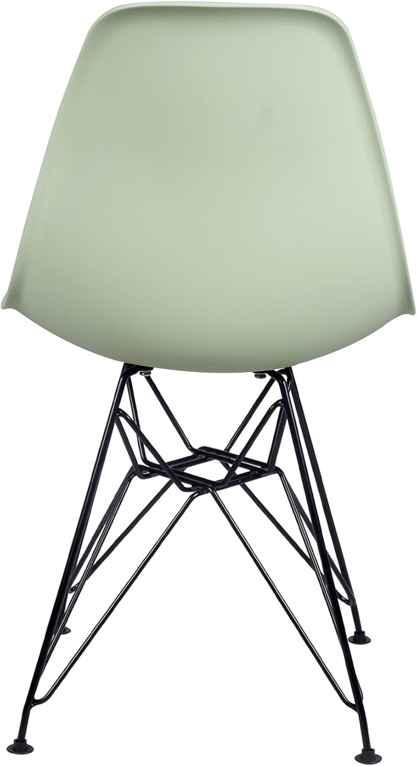 Contemporary Armless Dining Chair with Black Metal Legs Set of 4