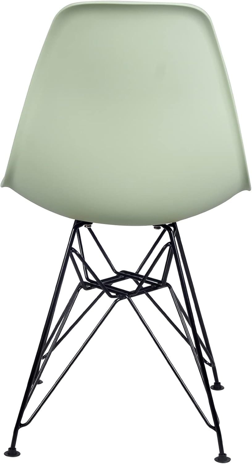 Contemporary Armless Dining Chair with Black Metal Legs Set of 4