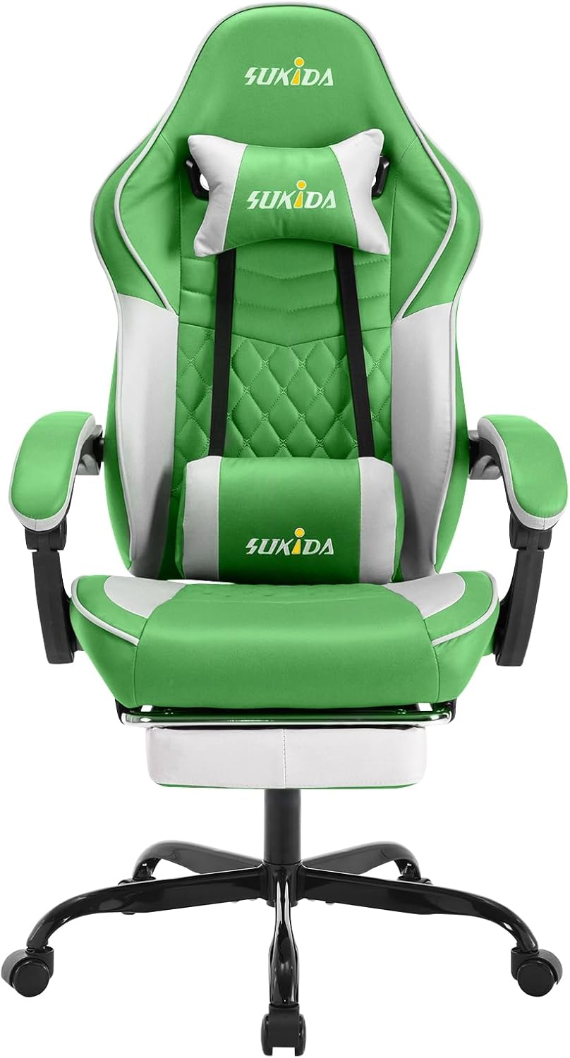 Video Chairs Gaming Chair Adults Massage Swivel Height Adjustable Headrest