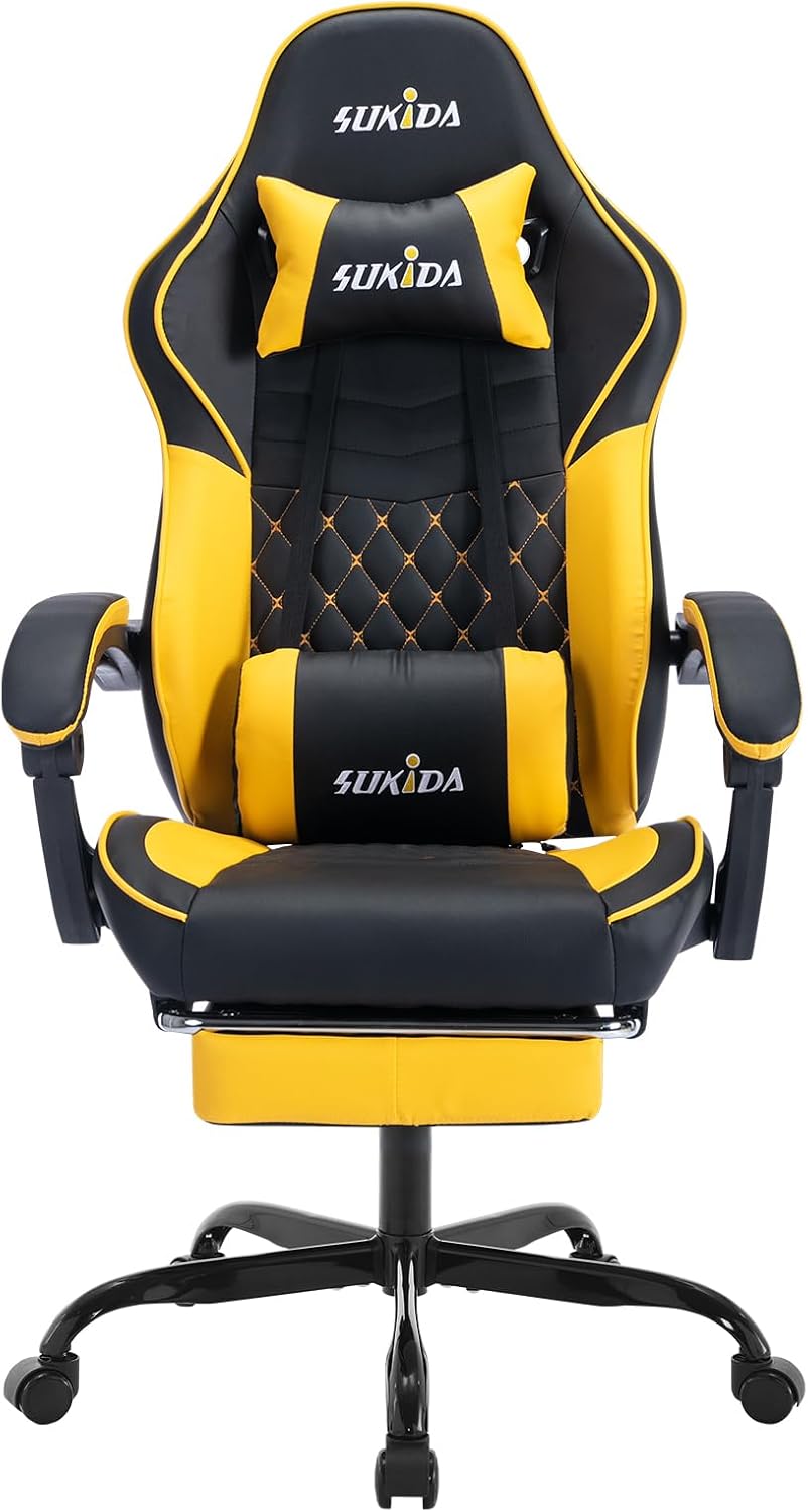 Video Chairs Gaming Chair Adults Massage Swivel Height Adjustable Headrest