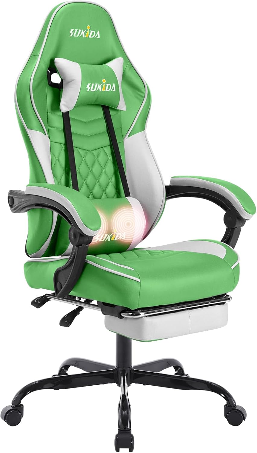 Video Chairs Gaming Chair Adults Massage Swivel Height Adjustable Headrest