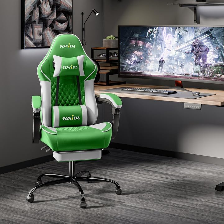 Video Chairs Gaming Chair Adults Massage Swivel Height Adjustable Headrest