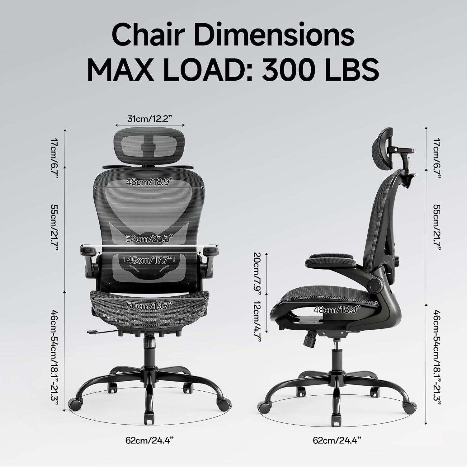 Ergonomic Office Chair with Neck Pillow Headrest with Rubber Wheels