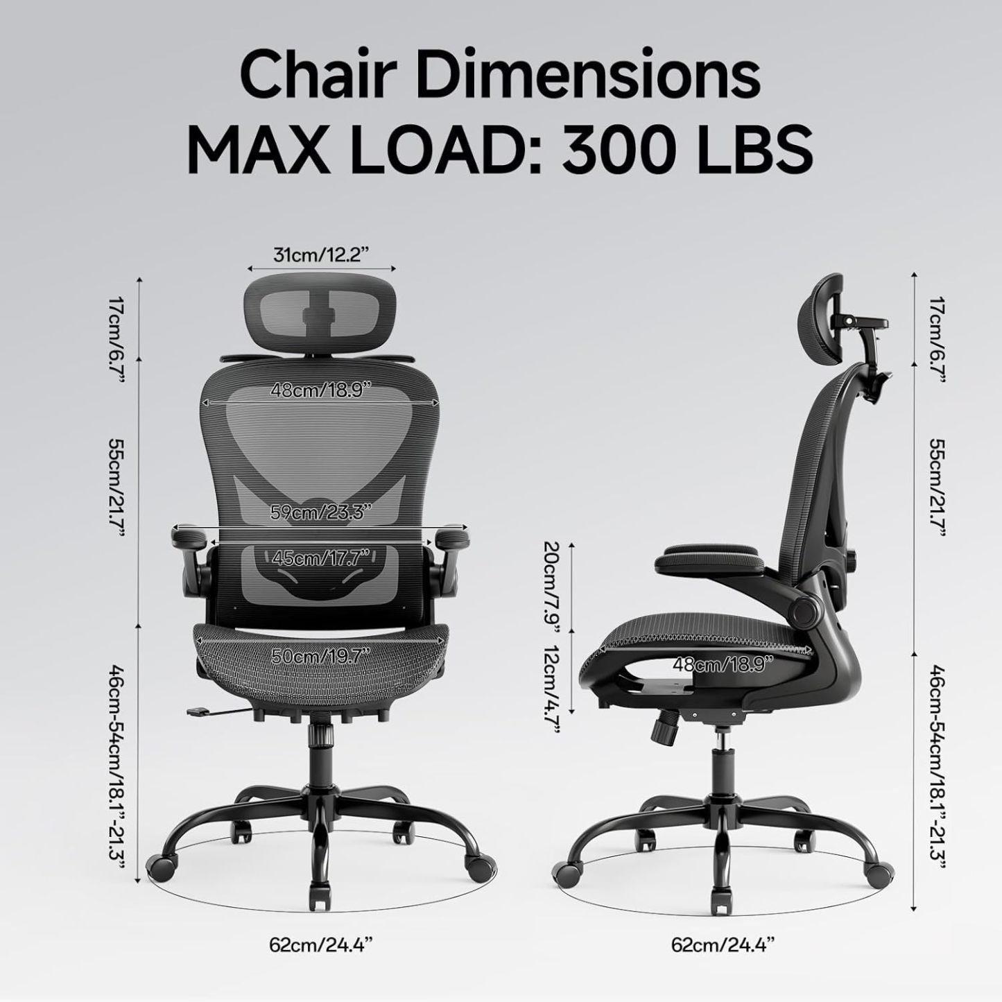 Ergonomic Office Chair with Neck Pillow Headrest with Rubber Wheels