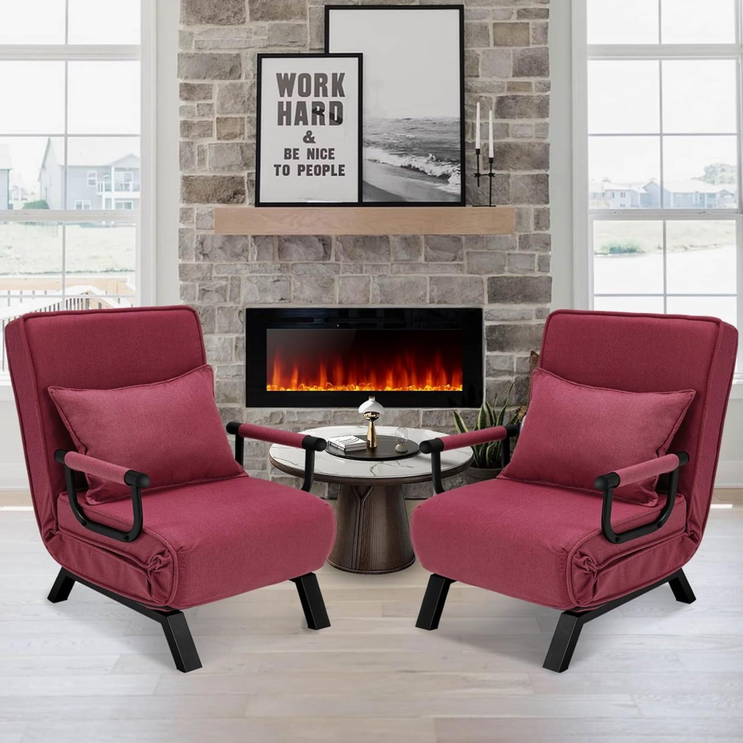 Convertible Bed Sleeper Chair Chaise Lounge 6 Adjustable Positions Folding Sofa Recliner