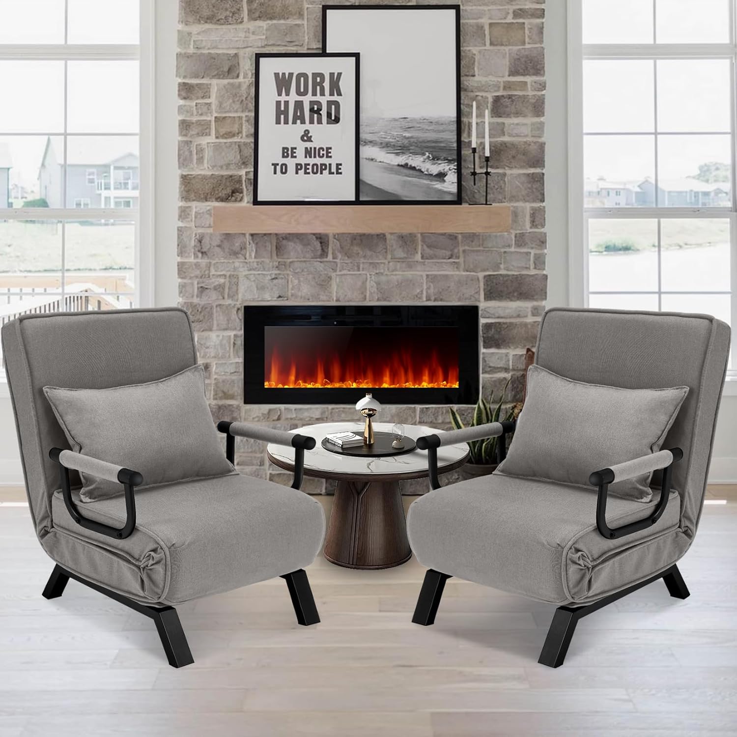 Convertible Bed Sleeper Chair Chaise Lounge 6 Adjustable Positions Folding Sofa Recliner