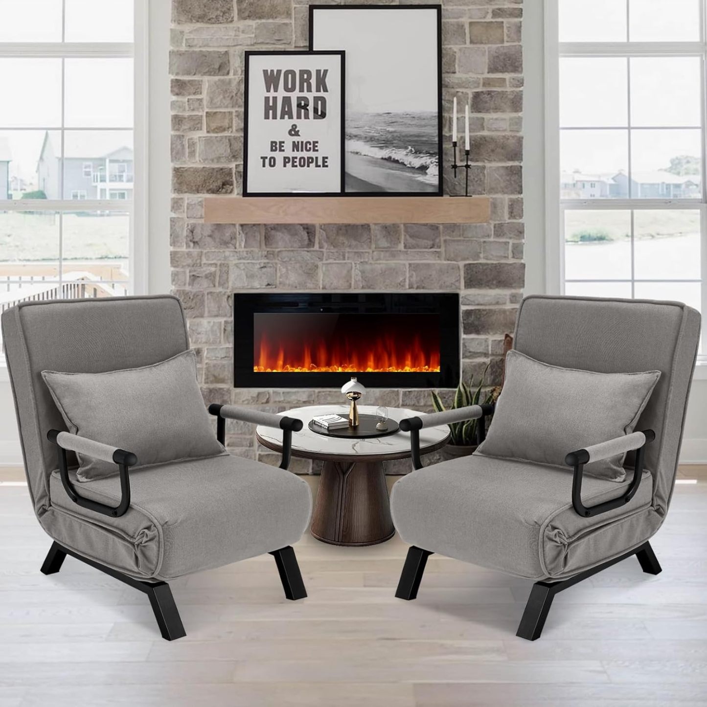 Convertible Bed Sleeper Chair Chaise Lounge 6 Adjustable Positions Folding Sofa Recliner