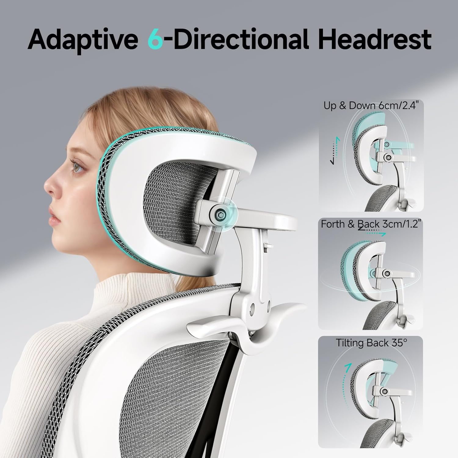 Ergonomic Office Chair with Neck Pillow Headrest with Rubber Wheels