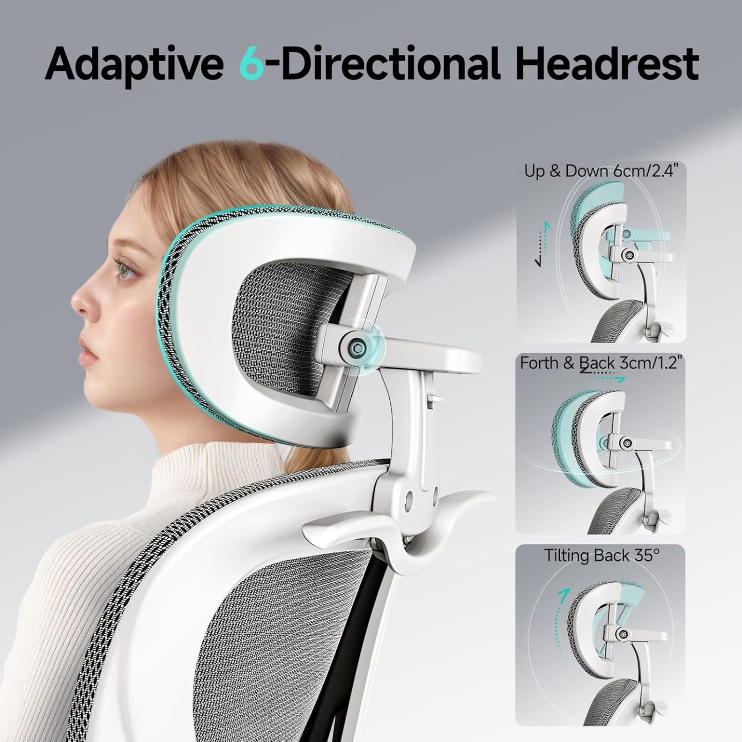 Ergonomic Office Chair with Neck Pillow Headrest with Rubber Wheels