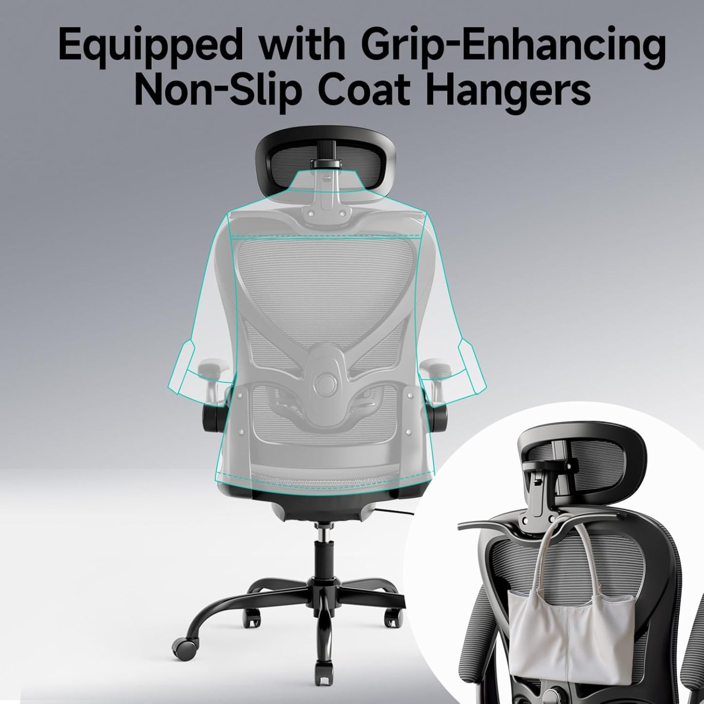 Ergonomic Office Chair with Neck Pillow Headrest with Rubber Wheels