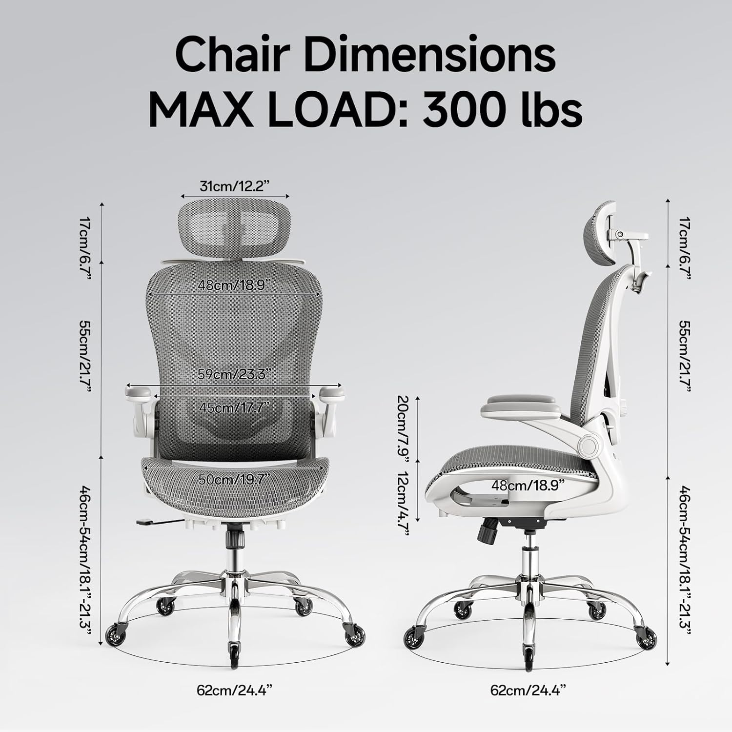 Ergonomic Office Chair with Neck Pillow Headrest with Rubber Wheels
