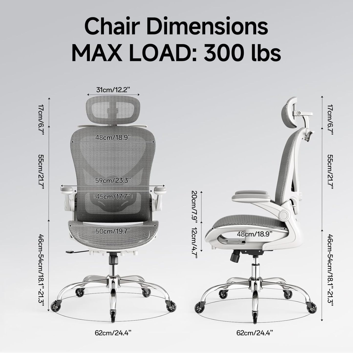 Ergonomic Office Chair with Neck Pillow Headrest with Rubber Wheels